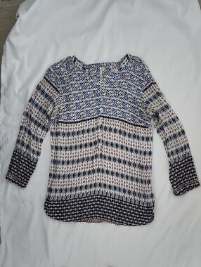 Grand & Greene Blue, Cream and Black Patterned Tunic